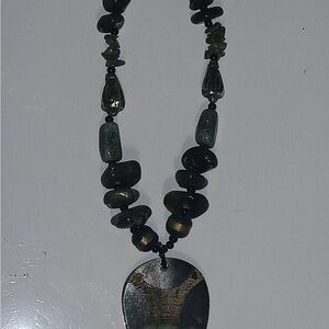 Elegant Black and Green Beaded Necklace